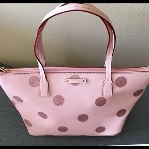 Kate Spade purse w pink glitter polka dots.